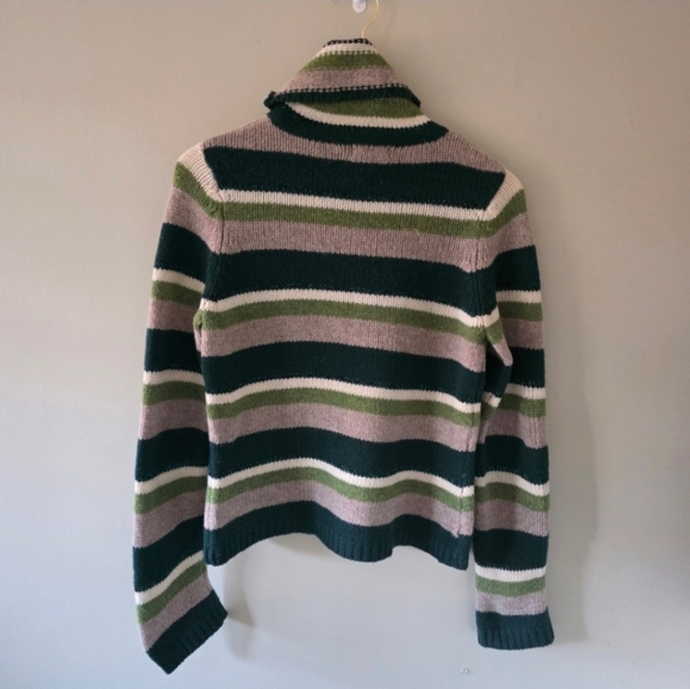 American Eagle M Y2K Preppy Rory Gilmore Striped Lambswool Knit Turtleneck - Picture 10 of 13